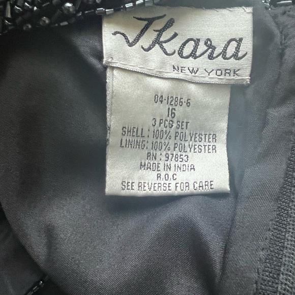 JKara New York Black Sleeveless Beaded Blouse w Sheer Matching long jacket VTGE - Picture 9 of 10